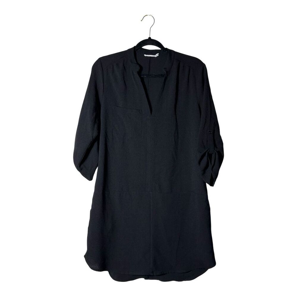 0016. Lush Women's Black Hi-Low 3/4 Sleeve V-Neck Dress/Tunic Top S Casual